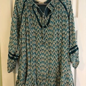 Elegant Long Sleeve Chevron Dress